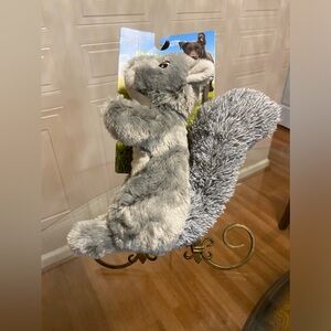 Pally Paws Squirrel 14” Dog Toy w/Squeaker Grey/White/Black